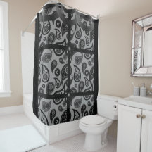 Paisley grått Black showercurtain