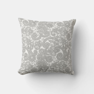 Paisley Grått White Snöre Mönster Cushion Kudde