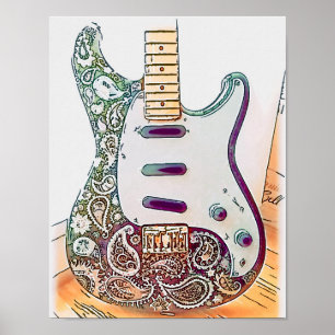 Paisley Guitar-utskrift Poster