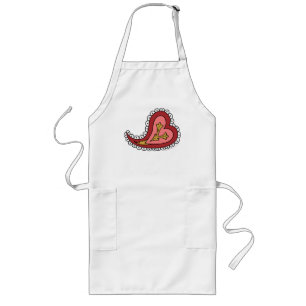 Paisley Heart Apron Långt Förkläde
