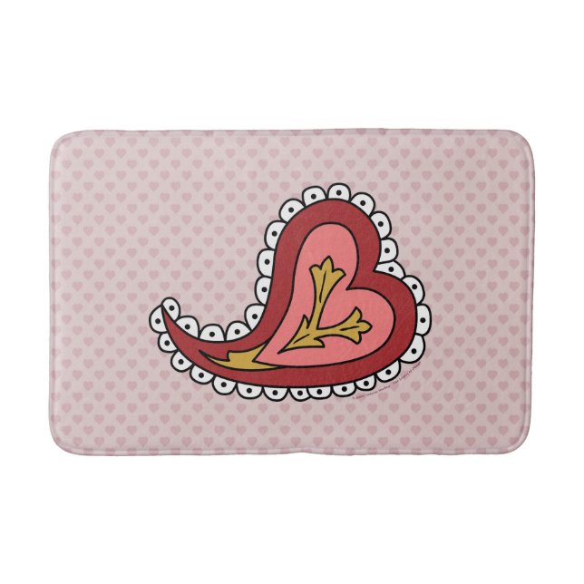 Paisley Heart Bath Mat Badrumsmatta (Framsidan)