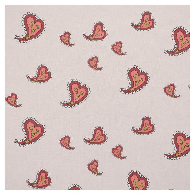 Paisley Heart Fabric Tyg (Provkarta)