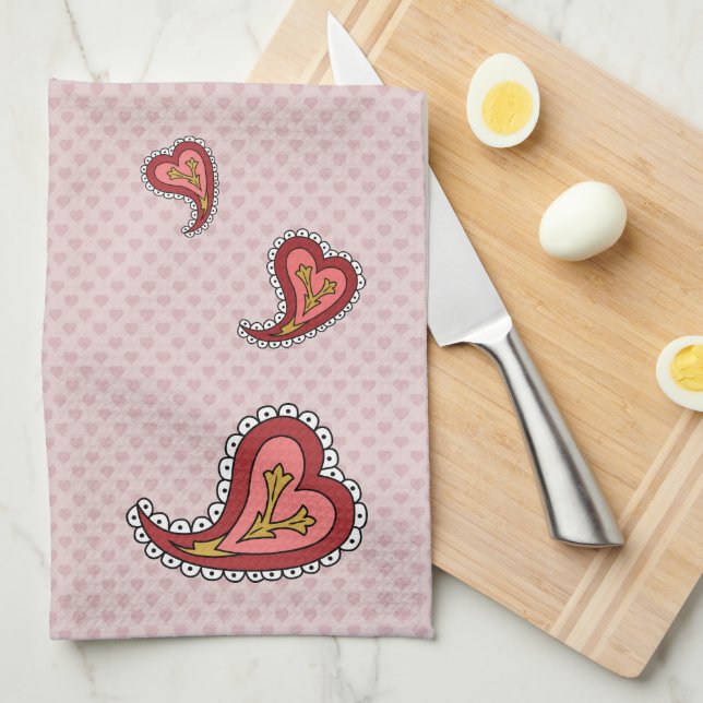 Paisley Heart Hand Towel Kökshandduk (Vikt i Fjärdedel)