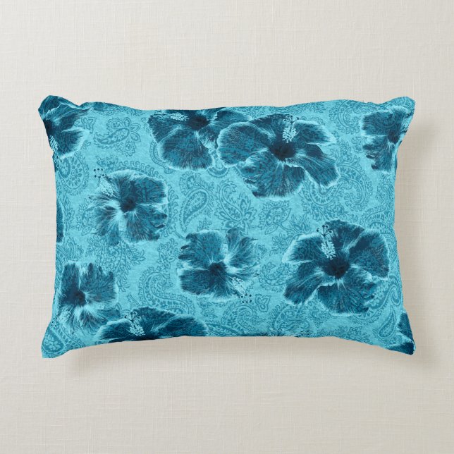 Paisley Hibiscus Vintage Psychedelic Blommigt Prydnadskudde (Framsidan)