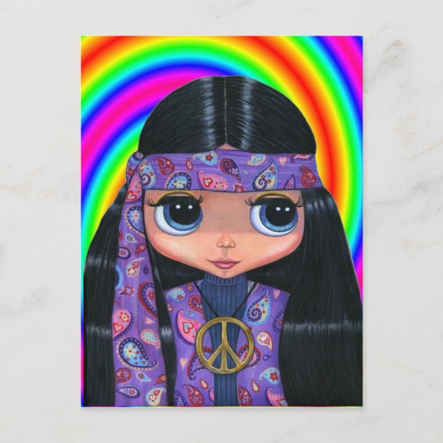 Paisley Hippie Doll Postcard Vykort (Framsida)