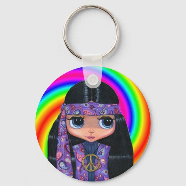 Paisley Hippie Doll Swirl Keychain Nyckelring (Framsida)