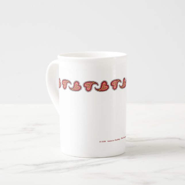Paisley Hjärtspecialmugg Benporslin Mugg (Framsida vänster)