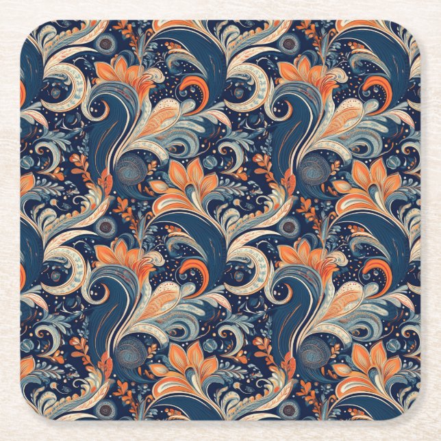 Paisley Honeysuckle Coaster Underlägg Papper Kvadrat (Framsidan)