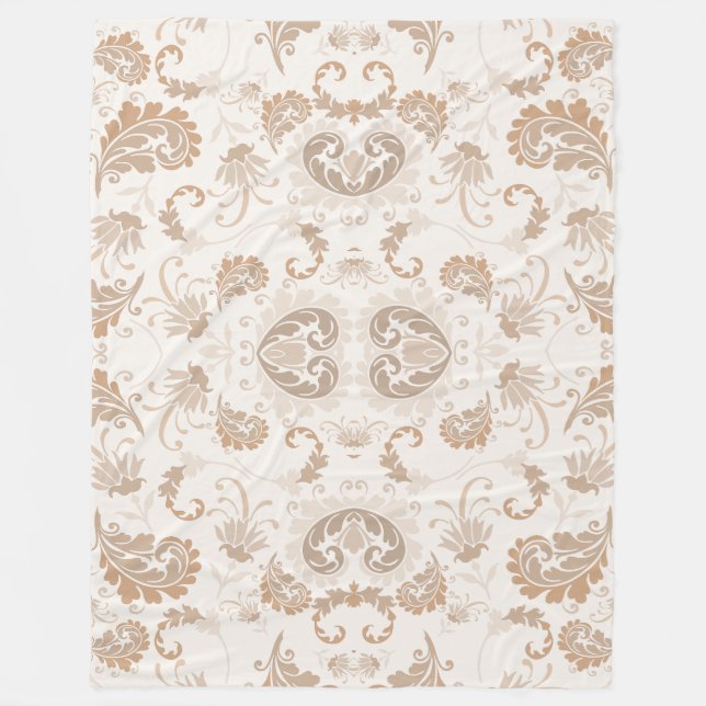 Paisley i Beige Aesthetic Modern Tan Brown Fleecefilt (Framsidan)