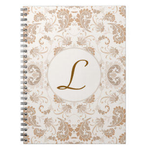 Paisley i Beige Aesthetic Modern Tan Brown Init. Anteckningsbok