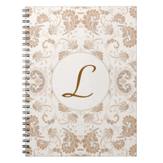 Paisley i Beige Aesthetic Modern Tan Brown Init. Anteckningsbok