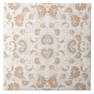 Paisley i Beige Aesthetic Modern Tan Brown Kakelplatta