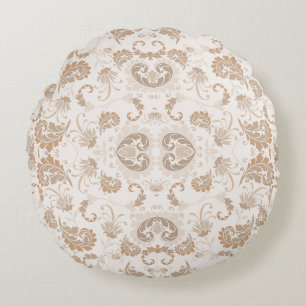 Paisley i Beige Aesthetic Modern Tan Brown Rund Kudde