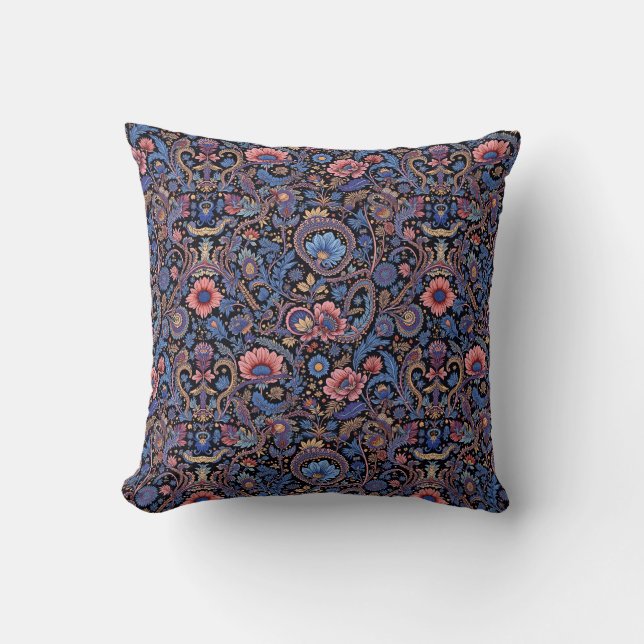 Paisley i Blue och Coral Kudde (Framsida)