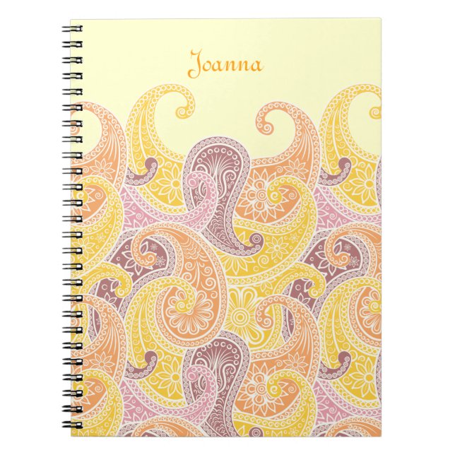 Paisley i Lemon Notebook Anteckningsbok (Framsidan)