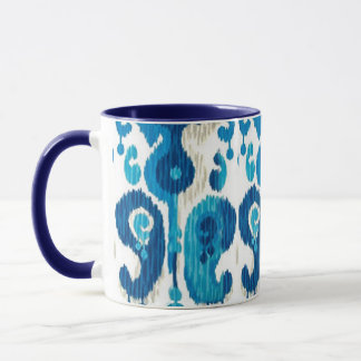 Paisley Ikat Mugg med Blue Handle