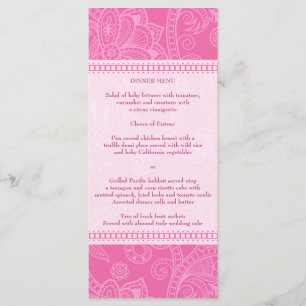 Paisley intryck i rosa menykuggekort meny