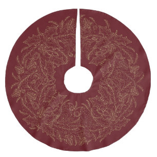 Paisley-julfransen Burgundy & Cream Julgransmatta Borstad Polyester