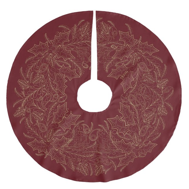 Paisley-julfransen Burgundy & Cream Julgransmatta Borstad Polyester (Framsidan)