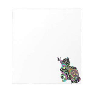 Paisley katt och fjäril anteckningsblock