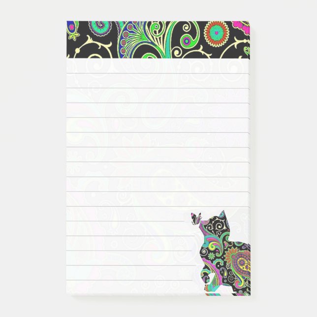 Paisley katt och fjäril post-it block (Framsida)