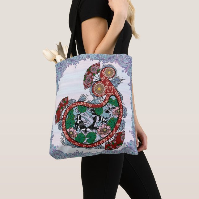 Paisley Koi Tote Bag Tygkasse (Närbild)
