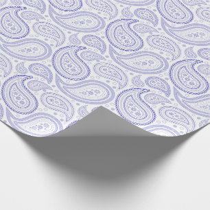 Paisley kungliga blått på vit som slår in pappe presentpapper