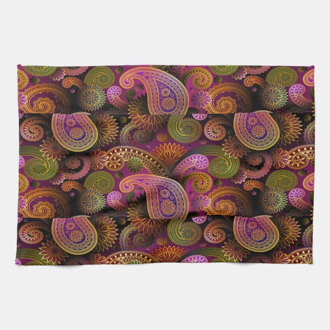 Paisley Lila Kökshandduk (Horisontell)