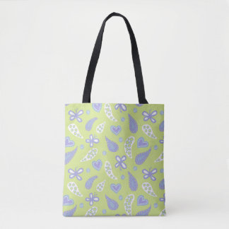 Paisley Lila och Lime Butterflies och Hearts Tygkasse