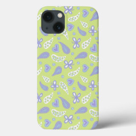 Paisley Lila och Lime Fjärilar och Hjärtan