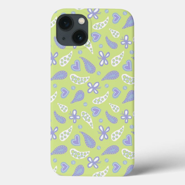 Paisley Lila och Lime Fjärilar och Hjärtan (Baksida)