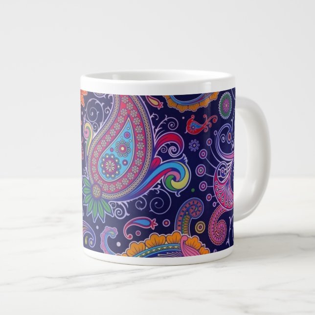 Paisley Lila rosa Jumbo Mugg (Framsida höger)