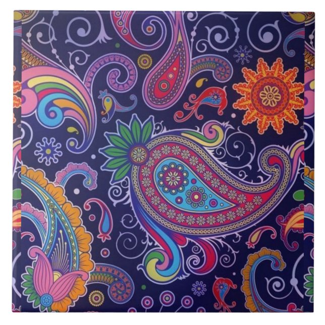 Paisley Lila rosa Kakelplatta (Framsidan)