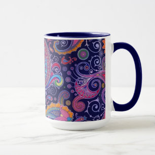 Paisley lila rosa mugg