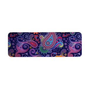 Paisley Lila rosa Returadress Etikett