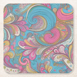 Paisley Lila Underlägg Papper Kvadrat