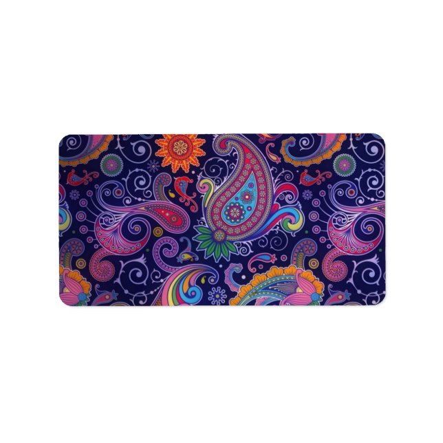 Paisley lilarosor adressetikett (Framsidan)