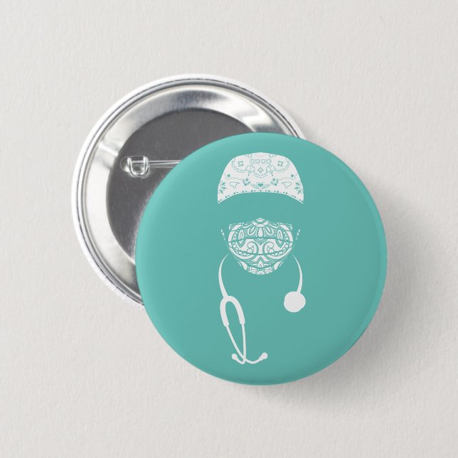 paisley med mask, knapp (Framsida & baksida)