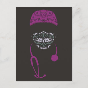 paisley med mask postkort vykort