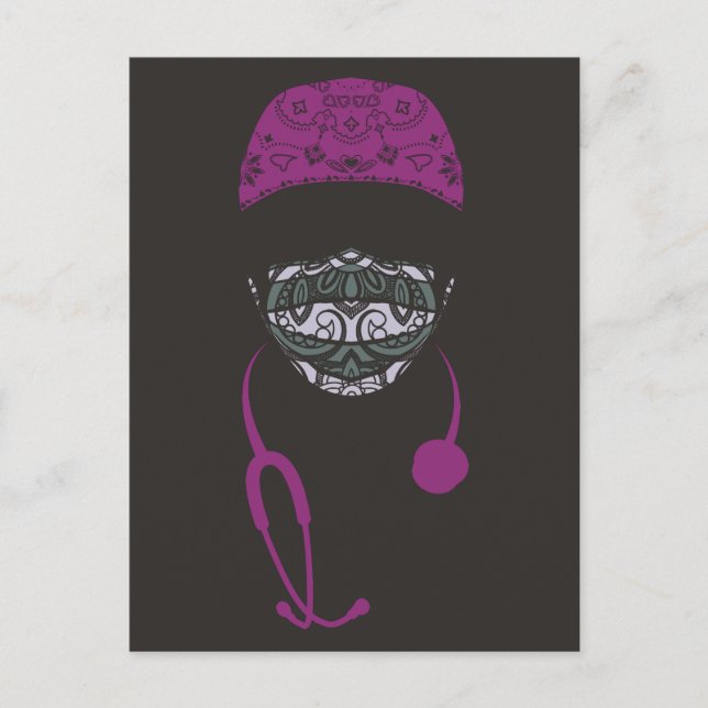 paisley med mask postkort vykort (Framsida)