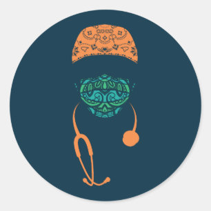 paisley med mask runt klistermärke