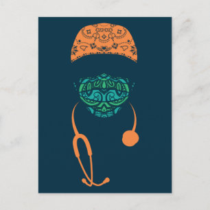 paisley med mask vykort