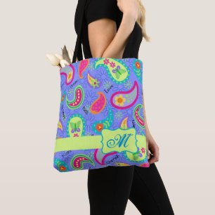 Paisley Modern Lavender Monogram Namn Tygkasse