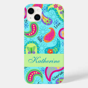 Paisley Modern Namn Personlig Turcos Blue