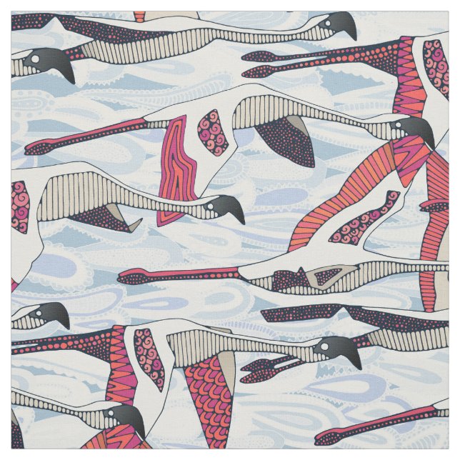 paisley-molnflamingo-flock tyg (Provkarta)