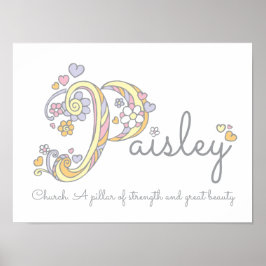 Paisley monogram art-flickorna namn och poster