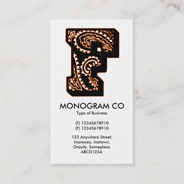Paisley Monogram - F Visitkort (Framsida)