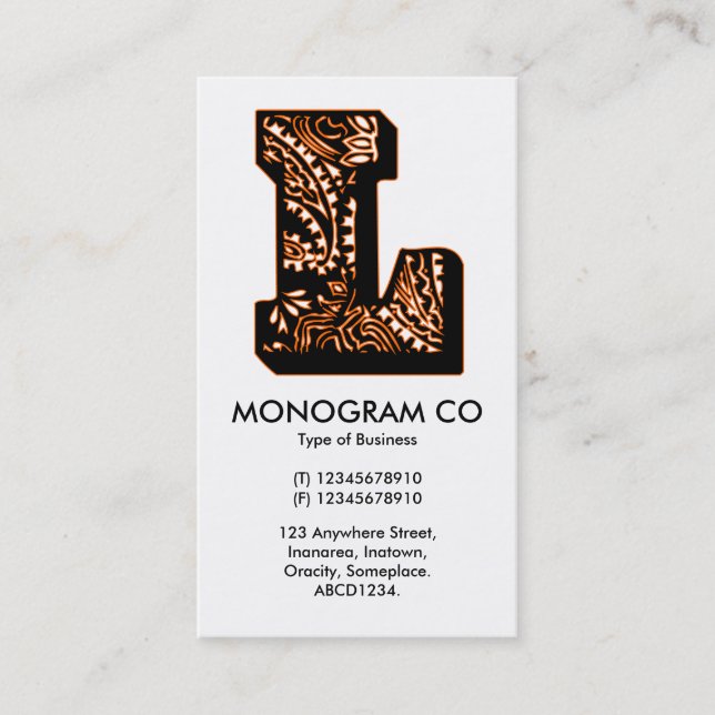 Paisley Monogram - L Visitkort (Framsida)
