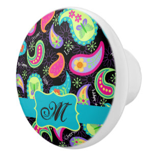 Paisley Monogram Modern Stollig Black Turcos Knopp