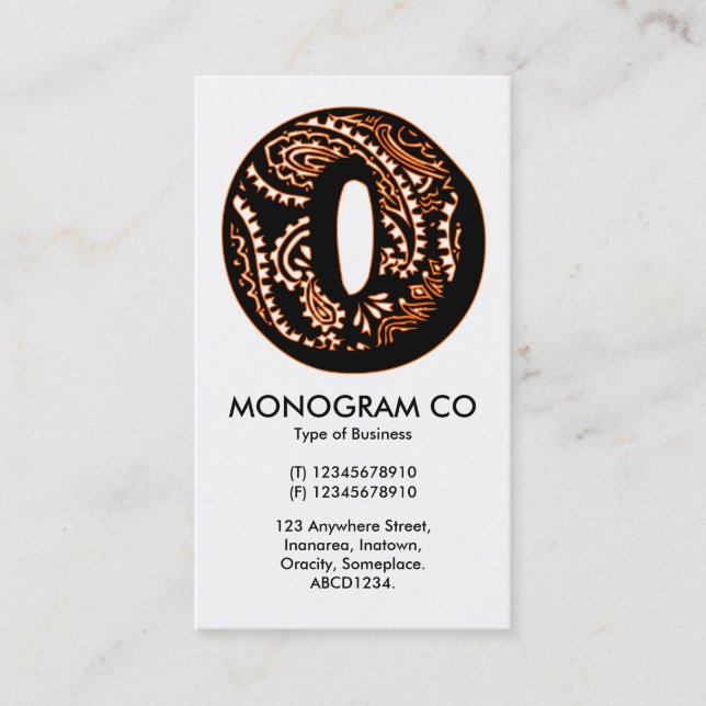 Paisley Monogram - O Visitkort (Framsida)